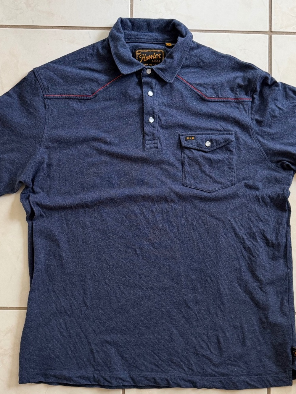 Howler Brothers Ranchero Polo Shirt Pearl Snap Bros Blue XL